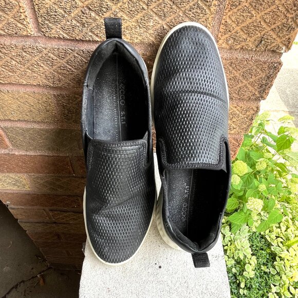 ECCO ATH-1FM ST.1 Black Diamond Perforation Slip-On Sneakers Shoes 9 9.5 40 Rare - Picture 2 of 7
